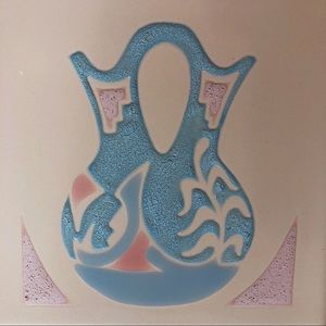 Vintage Cleo Teissedre Handpainted Southwestern Wedding Vase Ceramic Tile